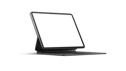 Mockup iPad Pro 13 inch on an isolated background for web design and App UI presentation. Side view...