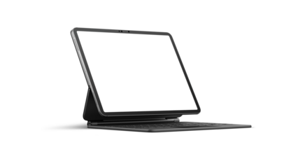 Mockup iPad Pro 13 inch on an isolated background for web design and App UI presentation. Side view with transparent screens.