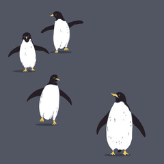 Hand-drawn penguins. Vector sketch  illustration.