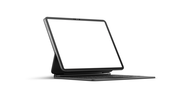 Mockup iPad Pro 13 inch on an isolated background for web design and App UI presentation. Side view with transparent screens.