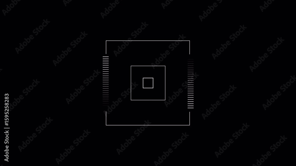 Poster abstract geometric shapes and lines forming a dynamic visual composition on black