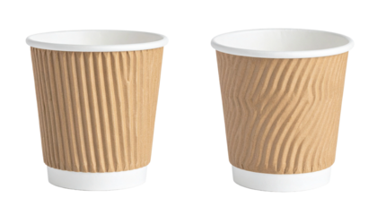 Two disposable coffee cups on the flat surface for taking a coffee or tea in anytime
