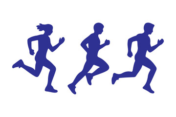Silhouette runner front view collection vector illustration. 