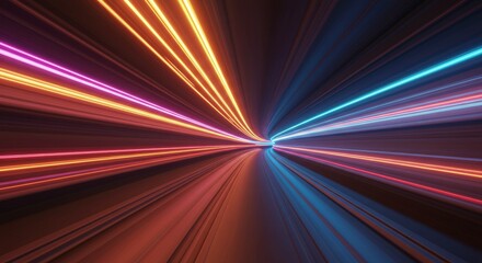 Speeding Through a Tunnel with Colorful Light Trails