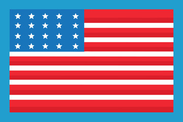 Naklejka premium Retro American Flag with Sixteen Stars and Red and White Stripes