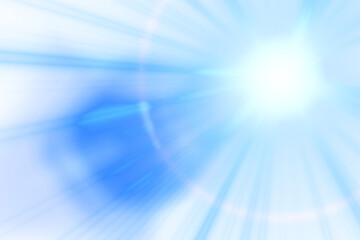 Bright blue sunlight flare effect on isolated transparent PNG background. For compositing and visual editing