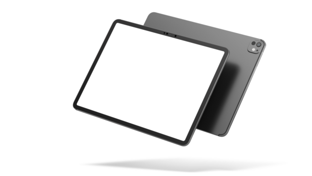 iPad mockup with transparent screen and background for web design and UX/UI. iPad Pro 13 inch with shadow.