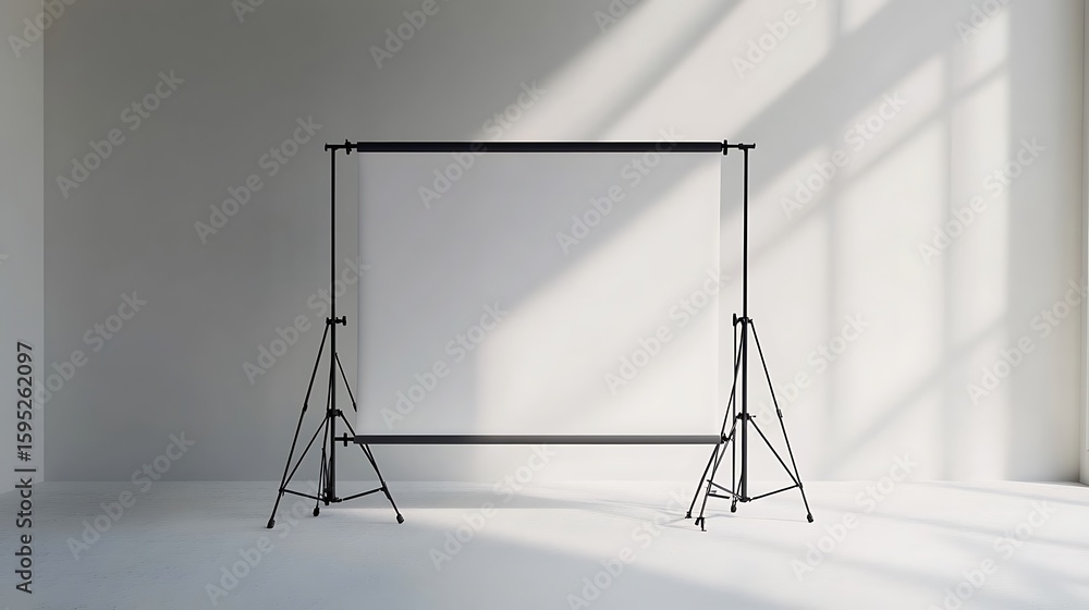 Poster white backdrop paper is setup and ready in a bright room with window light