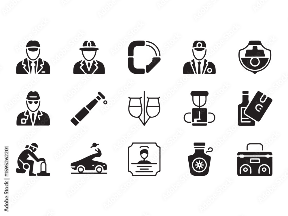 Poster black and white vector icon set for business communication and web design