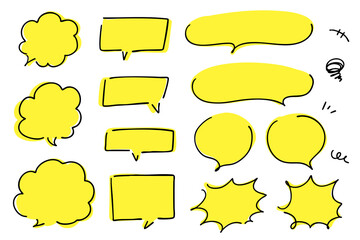Obraz premium 手書きの吹き出しセット 漫符 ベクター