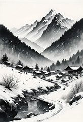 Whispers of Winter: A Tranquil Mountain Village
