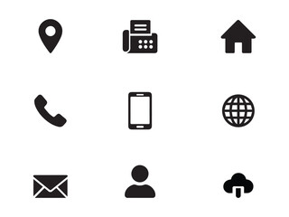 Modern User Interface Icon Contact and Communication Icon Set Location, Fax, Home, Phone, Mobile, Web, Email, User, Cloud Download and more