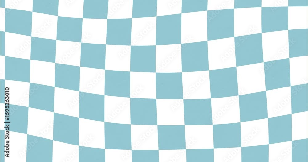 Poster a grid design resembling a racing flag moving horizontally in light blue.