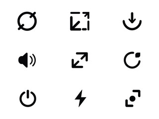 Fototapeta premium User Interface Line Icons Expand, Download, Volume, Fullscreen, Rotate, Power, Energy, and more vector Editable stroke