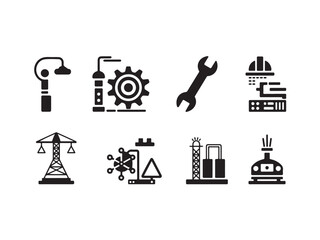 Set of vector icons for web design, a collection of justice, oil, and business symbols