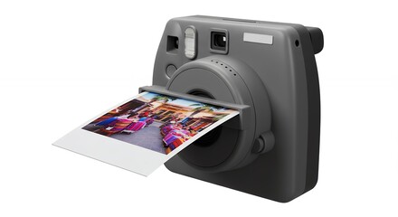 Gray instant camera with printout
