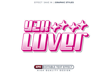 Editable 3d vector text effect y2k lover for vintage design