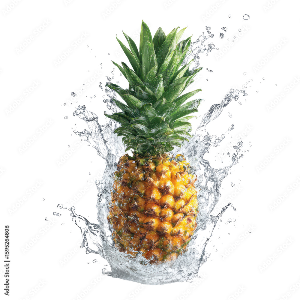 Poster pineapple in splash isolated on transparent or white background. a high resolution png image of pine