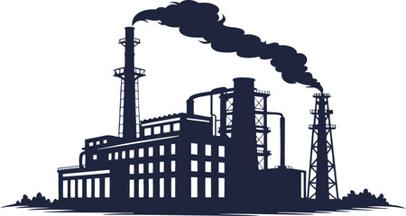 Power plant with smoke stacks silhouette.