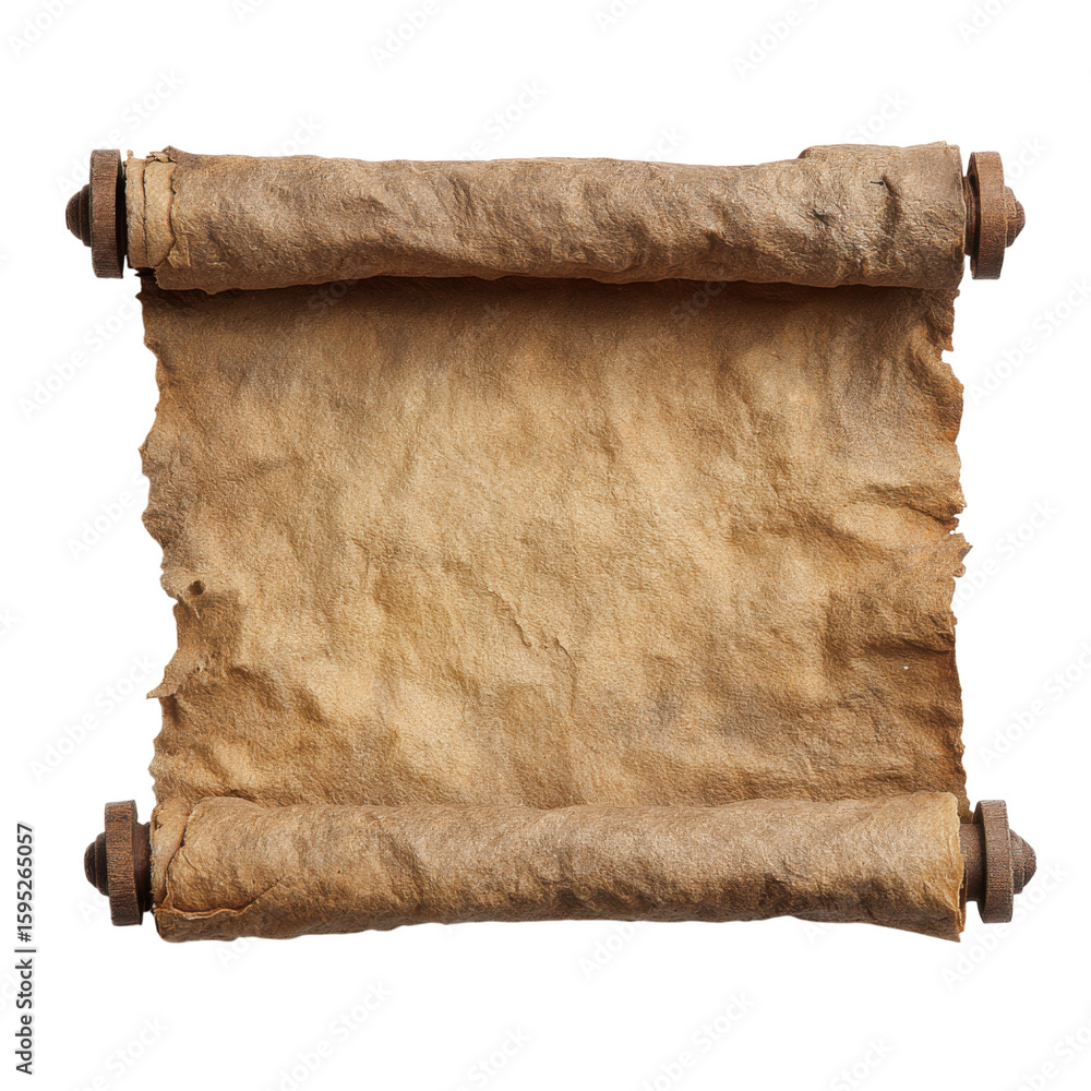 Poster old paper scroll isolated on transparent or white background. a high resolution png image of old pap