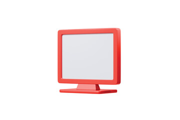 3d Computer monitor icon isolated on white transparent background. Cartoon plastic style icon. 3d render.