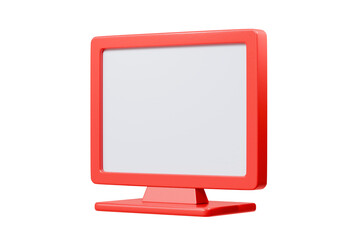 3d Computer monitor icon isolated on white transparent background. Cartoon plastic style icon. 3d render.