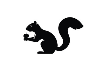Squirrel Holding Acorn Silhouette Illustration