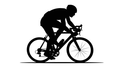 Obraz premium Cycling Silhouette: A silhouette of a cyclist, skillfully riding a road bicycle, embodying speed, athleticism, and the spirit of competitive cycling.