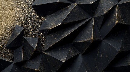 Abstract black and gold geometric background with a radiant dynamic design, creating a luxurious and modern feel