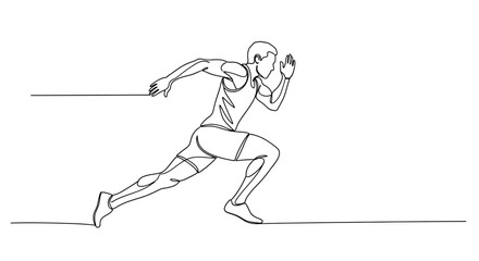 Dynamism in Motion: A dynamic line drawing showcases a sprinter at full speed, encapsulating the energy and determination of athletic pursuit.