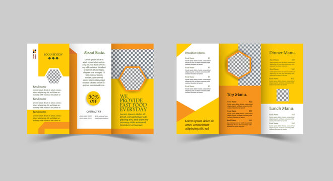Food menu trifold brochure template design. Food brochure for restaurant vector illustration - Powered by Adobe