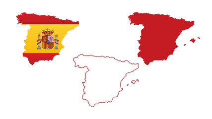 Set of spain map isolated on white background, vector illustration design