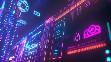 Digital network banking system with online transactions data visualization on a screen