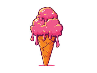 Editable cartoon vector of delicious ice cream milk cone with candy. Bright, fun, and sweet design perfect for kids, packaging, prints, and digital creative projects.