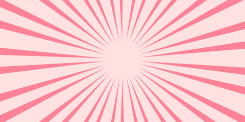 Candy color sunburst background. Abstract pink cream sunbeams design wallpaper. Colorful spinning lines for template, banner, poster, flyer. Sweet rotating cartoon swirl or whirlpool. Vector backdrop