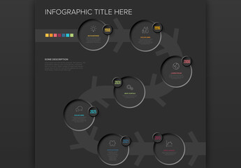 Modern Dark Infographic Timeline Design Template with Circular Elements