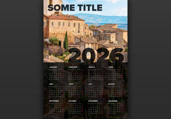 2026 Calendar Dark Design Template with Photo Placeholder