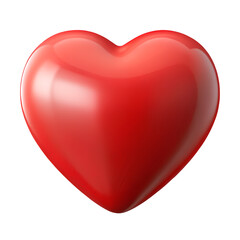 Shiny red heart shape isolated on white background
