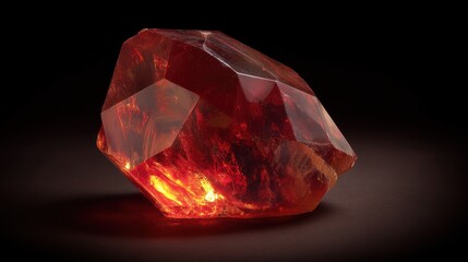 Intense red gemstone close up
