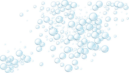 Bubbles Floating on a Stream of Water on a transparent Background