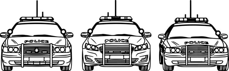 Collection of Police Patrol Cars in Vector Line Art © yayan