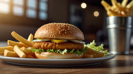 burger and fries