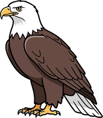 Fototapeta premium Illustrated Bald Eagle Standing Proudly with Majestic Feathers and Piercing Eyes for Wildlife Art