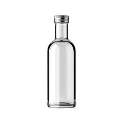 Clear glass bottle with a smooth, rounded shape and a metal cap
