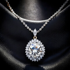 A shinning diamond neckless on black background