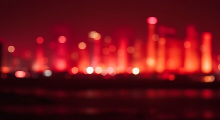 Night Cityscape: Red Hues of Urban Lights
