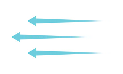 Fototapeta premium Air flow. Set of blue arrows showing direction of air movement. Wind direction arrows. Blue cold fresh stream from the conditioner. Vector illustration isolated on white&nbsp;background. EPS 10 .