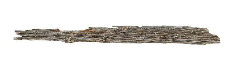 Weathered wooden board. Old wooden background for signboard. Isolated wooden board on white background.
