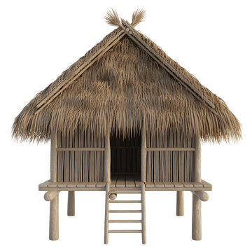 Nipa hut isolated on transparent white background 
