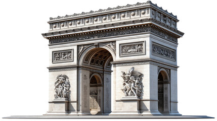 Fototapeta premium Arc de Triomphe: The Arc de Triomphe, a grand neoclassical monument, stands proudly in Paris, its intricate sculptures and architectural details a testament to history and artistic achievement. 